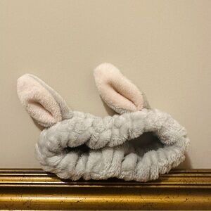 Gray and Pink Bunny Ear Headband
